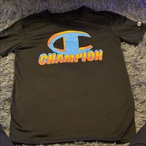 Champion Black Tee with Blue and Orange Logo
